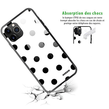 Avis Evetane Coque en verre trempé iPhone 11 Pro Max Pois Noir