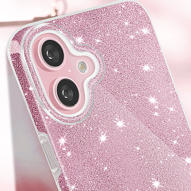 Avis Avizar Coque Paillette pour iPhone 16 Plus Hybride Design Glamour Rose Poudré