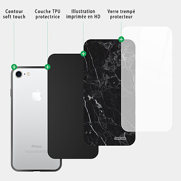Acheter Evetane Coque iPhone 7/8/ iPhone SE 2020/ 2022 Coque Soft Touch Glossy Marbre noir Design