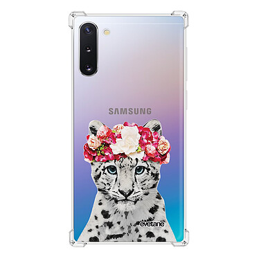 Evetane Coque Samsung Galaxy Note 10 anti-choc souple angles renforcés transparente Motif Leopard Couronne