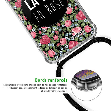 Acheter Evetane Coque cordon iPhone 11 Pro noir Dessin La Vie en Rose