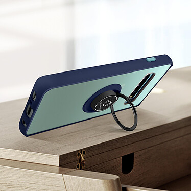 Avizar Coque pour Samsung Galaxy S10 Bi-matière Bague Métallique Support Vidéo  bleu pas cher