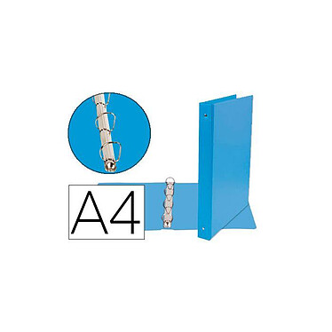 LIDERPAPEL Classeur 4 anneaux ronds 25mm a4 carton rembordé pvc coloris bleu ciel