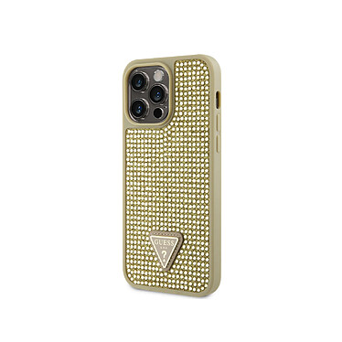 Guess Coque pour Apple iPhone 15 Pro Max Triangle Diamond Dorée