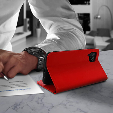 Acheter Avizar Étui Huawei P40 Lite Cuir Véritable Porte cartes Support Vidéo rouge