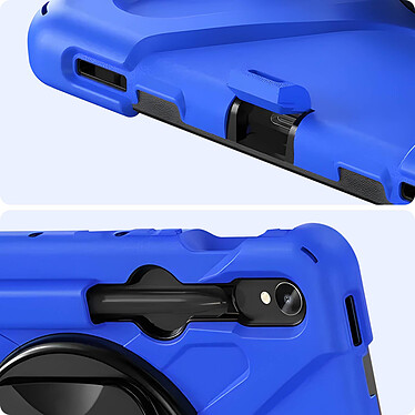 Avizar Coque pour Samsung Galaxy Tab S9 Antichoc Bi matière Poignée Rotative Support  bleu et noir pas cher