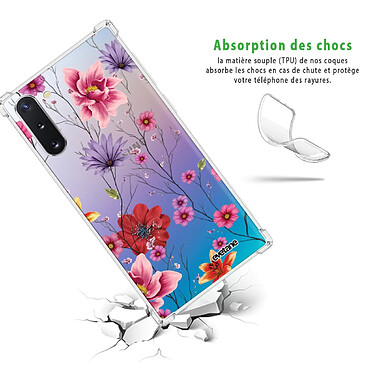 Avis Evetane Coque Samsung Galaxy Note 10 anti-choc souple angles renforcés transparente Motif Fleurs Multicolores