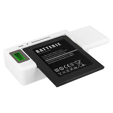 Avizar Chargeur Batterie Universel Smartphone Indicateur LED + Entrée USB - Blanc pas cher