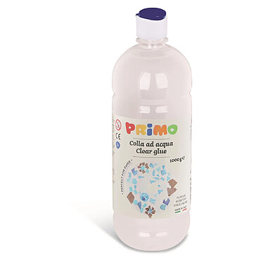 PRIMO Colle transparente à base d’eau, flacon avec bouchon doseur. 1000 ml x 6