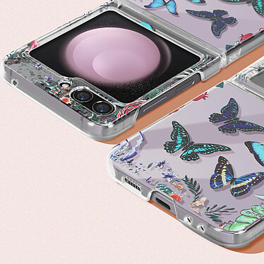 Acheter Avizar Coque pour Samsung Galaxy Z Flip 5 Rigide à Motifs Papillon Bleu  Transparent