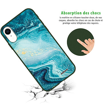 Avis Evetane Coque iPhone Xr Silicone Liquide Douce vert kaki Bleu Nacré Marbre