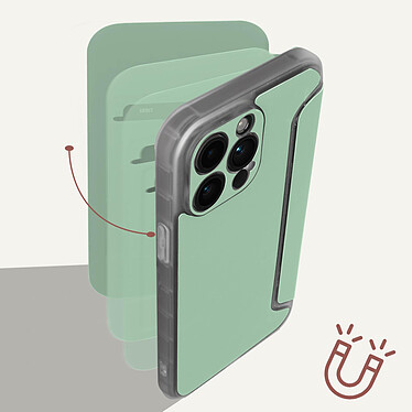 Avizar Etui pour iPhone 14 Pro Max Clapet Magnétique avec Porte Carte  vert pâle pas cher