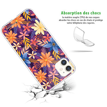 Avis LaCoqueFrançaise Coque iPhone 11 silicone transparente Motif Fleurs violettes et oranges ultra resistant