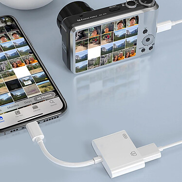Avizar Adaptateur iPhone / iPad Lightning vers USB et Lightning Charge Compact Blanc pas cher