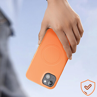 Avizar Coque Magsafe pour iPhone 15 Plus Silicone Souple Soft touch  Orange pas cher