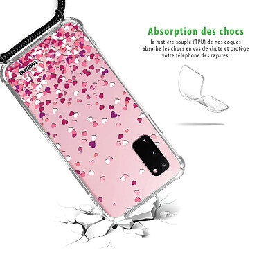 Avis Evetane Coque cordon Samsung Galaxy S20 Dessin Confettis De Coeur