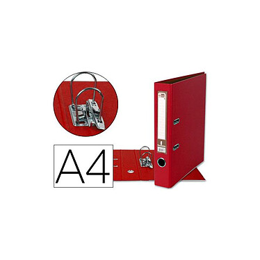 LIDERPAPEL Classeur levier A4 document carton rembordé 1,9mm dos 52mm rado métallique Rouge x 25