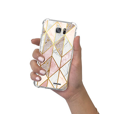 Evetane Coque Samsung Galaxy S7 anti-choc souple angles renforcés transparente Motif Marbre Rose Losange pas cher