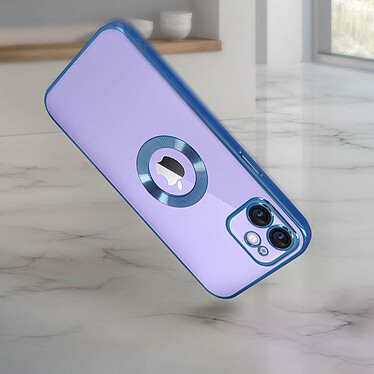 Avis Avizar Coque iPhone 12 Silicone Bloc Caméra Couvert  Transparent Contour Bleu Chromé