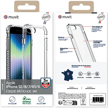 Avis Muvit Coque pour iPhone SE/8/7/6S/6 RENFORCEE ANTICHOC 3M Transparent