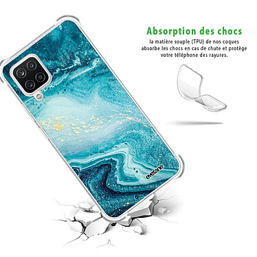 Avis Evetane Coque Samsung Galaxy A12 anti-choc souple angles renforcés transparente Motif Bleu Nacré Marbre