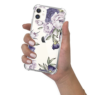 LaCoqueFrançaise Coque iPhone 11 anti-choc souple angles renforcés transparente Motif Pivoines Violettes pas cher