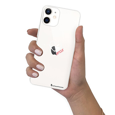 LaCoqueFrançaise Coque iPhone 12 mini silicone transparente Motif Coeur Blanc Amour ultra resistant pas cher