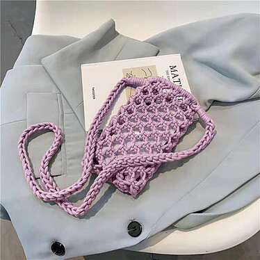 Avis Avizar Sac Bandoulière pour Smartphone en Crochet Tressé  Violet