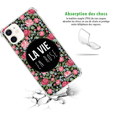 Avis Evetane Coque iPhone 12 mini anti-choc souple angles renforcés transparente Motif La Vie en Rose