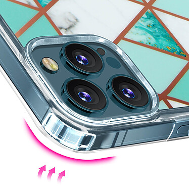 Acheter Avizar Coque Marbre iPhone 12 Pro Max Hybride avec Coins Renforcés turquoise et blanc