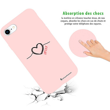 Avis LaCoqueFrançaise Coque iPhone 7/8/ iPhone SE 2020 Silicone Liquide Douce rose pâle Coeur Noir Amour