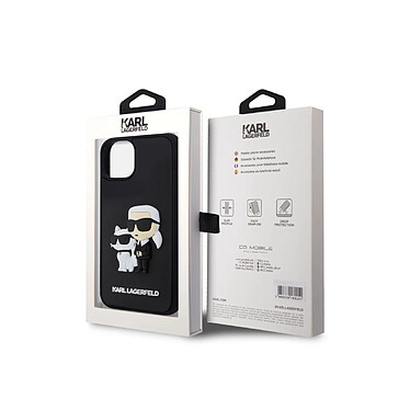 Avis Karl Lagerfeld Coque pour Apple iPhone 15 3D Rubber Karl & Choupette Noir