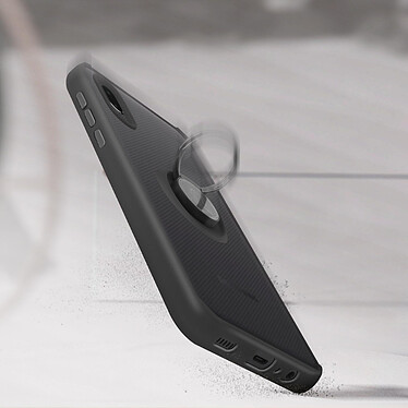 Avizar Coque Samsung Galaxy A02 Bi-matière Bague Métallique Support Vidéo Noir pas cher
