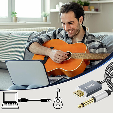Acheter LinQ Câble USB Mâle vers Jack 6.35mm Mâle Son de Qualité Nylon Tressé 3m  Gris