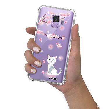 Evetane Coque Samsung Galaxy S9 anti-choc souple angles renforcés transparente Motif Chat et Fleurs pas cher