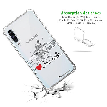 Avis LaCoqueFrançaise Coque Samsung Galaxy A50 anti-choc souple angles renforcés transparente Motif J'aime Marseille
