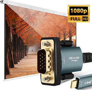 Avis LinQ Câble USB-C vers VGA Full HD 1080p Plug and Play Longueur 1.8m