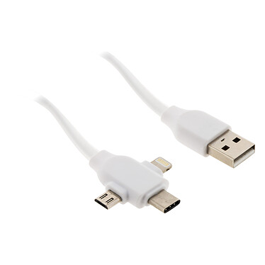 Zenitech - Câble USB universel avec triple sortie USB-C, Micro USB et Lightning pour iPhone / iPad