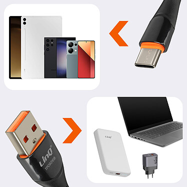 LinQ Câble USB vers USB C 3A Charge et Synchronisation Longueur 1m Noir pas cher
