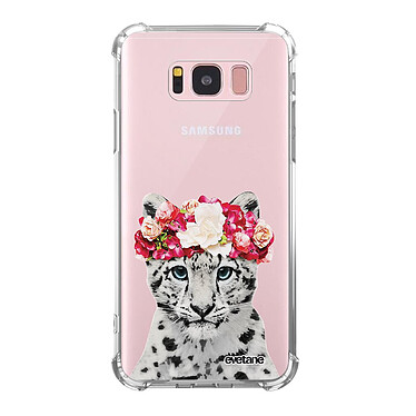 Evetane Coque Samsung Galaxy S8 anti-choc souple angles renforcés transparente Motif Leopard Couronne