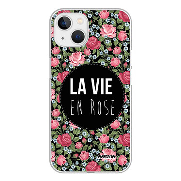 Evetane Coque iPhone 13 Mini silicone transparente Motif La Vie en Rose ultra resistant