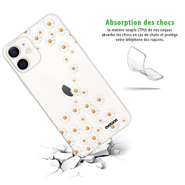 Avis Evetane Coque iPhone 12 mini silicone transparente Motif Marguerite ultra resistant