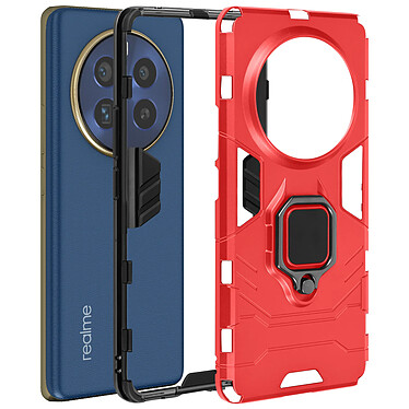 Avizar Coque pour Realme 12 Pro 5G Anneau Support Bi-matière Antichoc Rouge pas cher