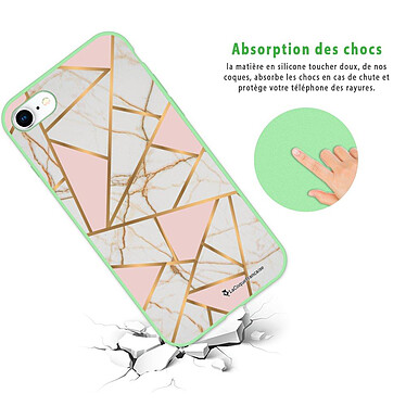 Avis LaCoqueFrançaise Coque iPhone 7/8 Silicone Liquide Douce vert pâle Marbre Rose