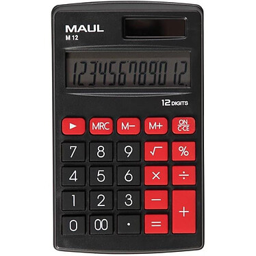 MAUL Calculatrice Poche M12 Pile et Solaire 12 chiffres 69x115mm Noir