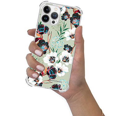 LaCoqueFrançaise Coque iPhone 13 Pro Max Silicone antichocs Solides coins renforcés  transparente Motif Fleurs vert d'eau pas cher