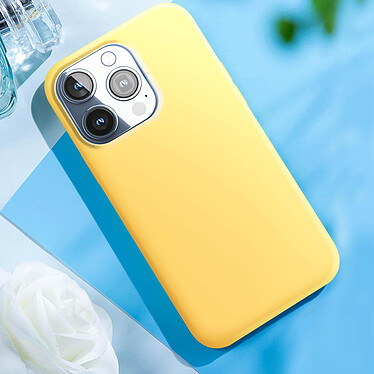 Avis Moxie Coque pour iPhone 15 Pro Semi-rigide Intérieur Microfibre Jaune
