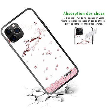 Avis Evetane Coque en verre trempé iPhone 11 Pro Max Chute De Fleurs