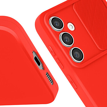 Avizar Coque pour Samsung Galaxy S23 FE Silicone Cache Caméra Coulissant Rouge pas cher