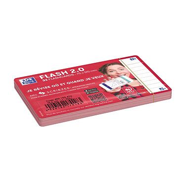 Avis OXFORD Paquet de 32 Fiches Bristol flashcards 2.0 Non Perforées 75x125 mm A7 ligné rouge